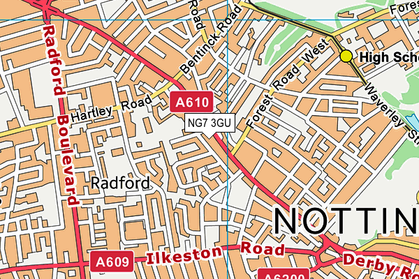 NG7 3GU map - OS VectorMap District (Ordnance Survey)