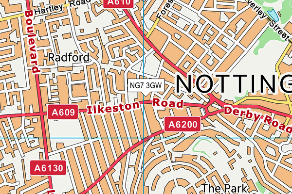 NG7 3GW map - OS VectorMap District (Ordnance Survey)