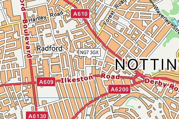 NG7 3GX map - OS VectorMap District (Ordnance Survey)