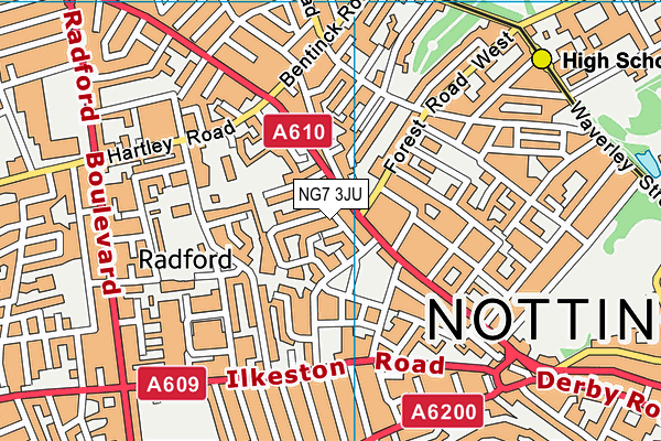 NG7 3JU map - OS VectorMap District (Ordnance Survey)