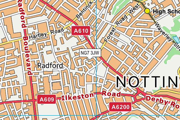 NG7 3JW map - OS VectorMap District (Ordnance Survey)