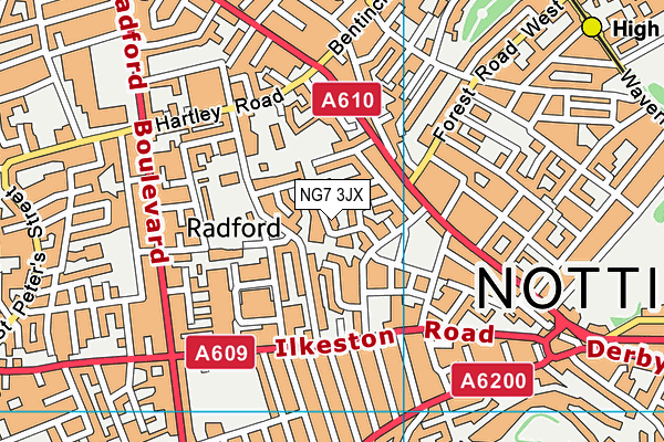 NG7 3JX map - OS VectorMap District (Ordnance Survey)