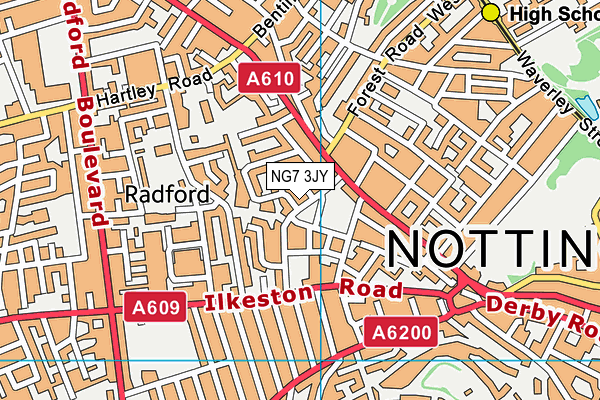 NG7 3JY map - OS VectorMap District (Ordnance Survey)