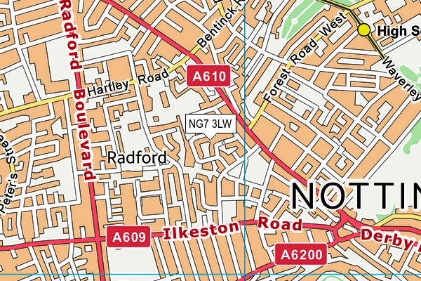 NG7 3LW map - OS VectorMap District (Ordnance Survey)