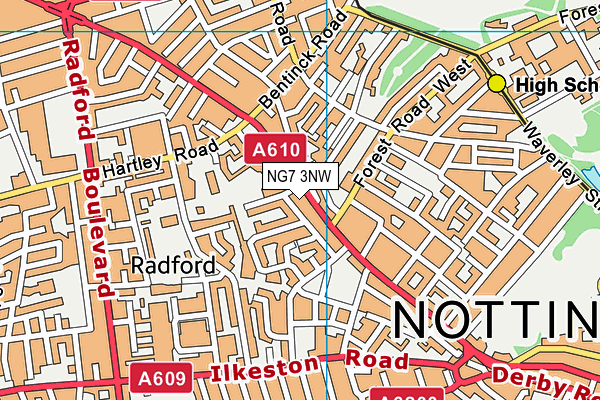 NG7 3NW map - OS VectorMap District (Ordnance Survey)