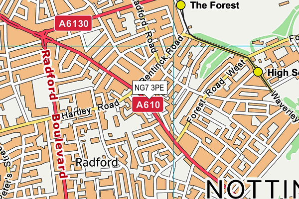 NG7 3PE map - OS VectorMap District (Ordnance Survey)