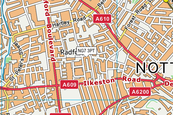 NG7 3PT map - OS VectorMap District (Ordnance Survey)