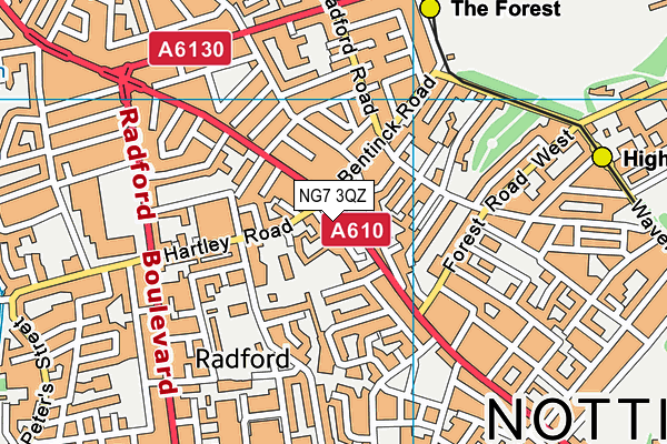 NG7 3QZ map - OS VectorMap District (Ordnance Survey)