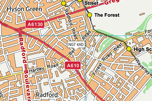 NG7 4AD map - OS VectorMap District (Ordnance Survey)