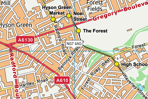 NG7 4AG map - OS VectorMap District (Ordnance Survey)