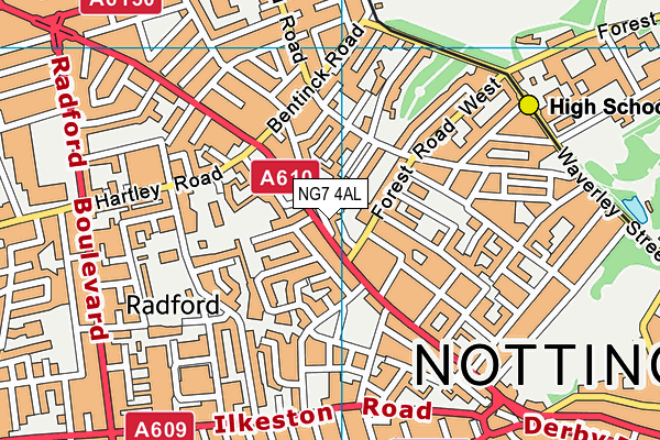 NG7 4AL map - OS VectorMap District (Ordnance Survey)