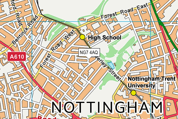 NG7 4AQ map - OS VectorMap District (Ordnance Survey)