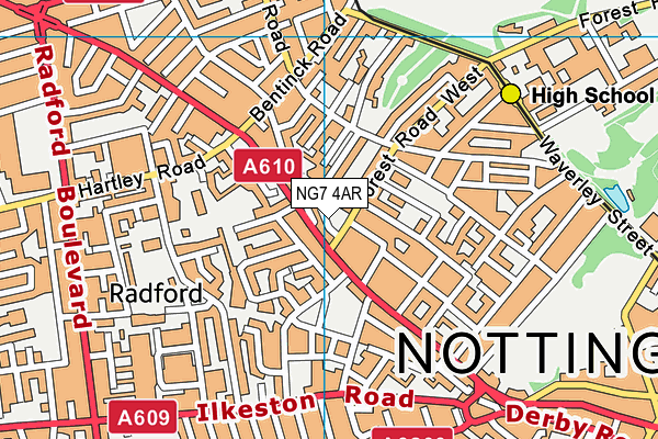 NG7 4AR map - OS VectorMap District (Ordnance Survey)