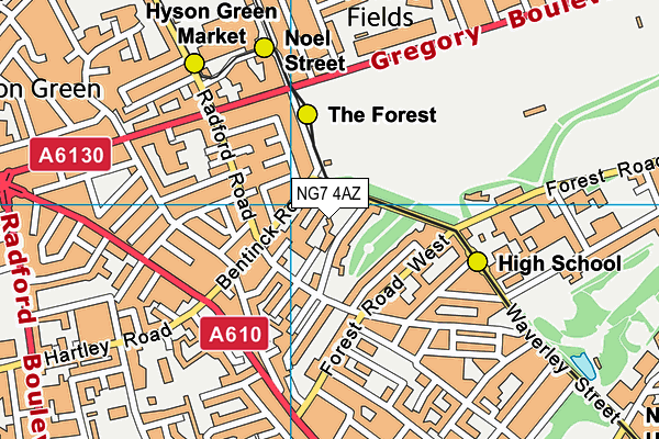 NG7 4AZ map - OS VectorMap District (Ordnance Survey)