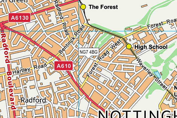 NG7 4BG map - OS VectorMap District (Ordnance Survey)