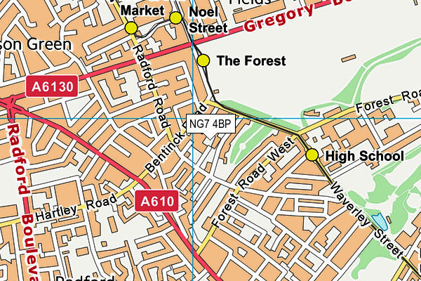 NG7 4BP map - OS VectorMap District (Ordnance Survey)