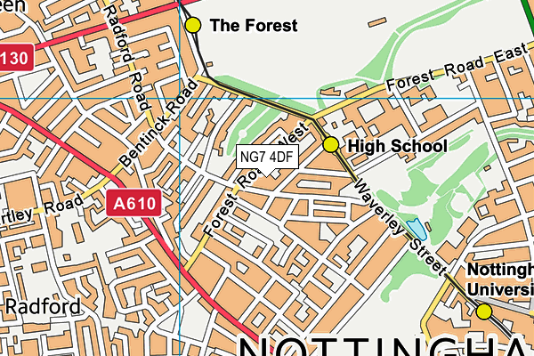 NG7 4DF map - OS VectorMap District (Ordnance Survey)