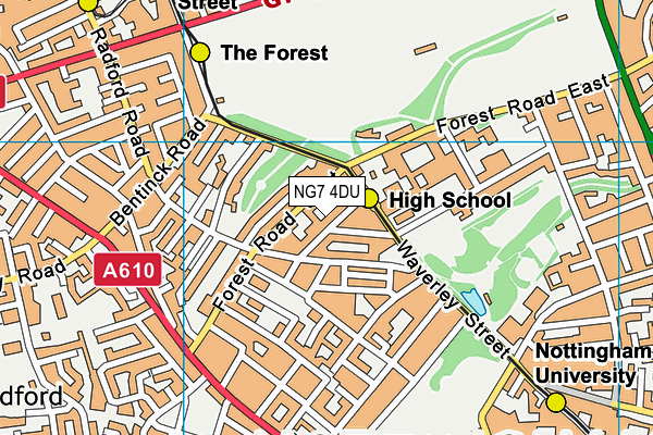 NG7 4DU map - OS VectorMap District (Ordnance Survey)