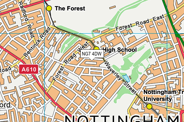 NG7 4DW map - OS VectorMap District (Ordnance Survey)