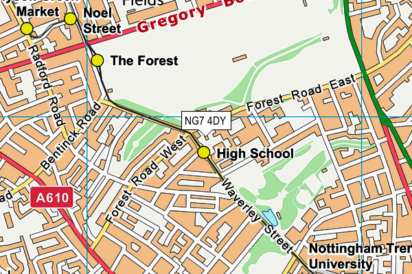 NG7 4DY map - OS VectorMap District (Ordnance Survey)