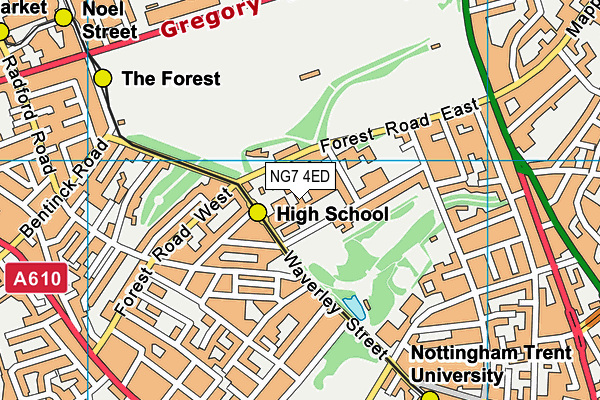 NG7 4ED map - OS VectorMap District (Ordnance Survey)
