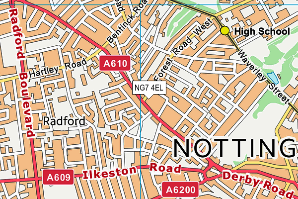 NG7 4EL map - OS VectorMap District (Ordnance Survey)