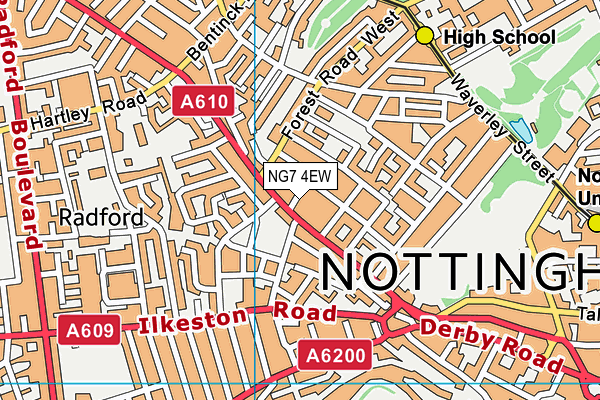 NG7 4EW map - OS VectorMap District (Ordnance Survey)