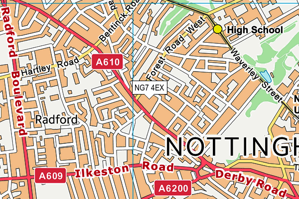 NG7 4EX map - OS VectorMap District (Ordnance Survey)