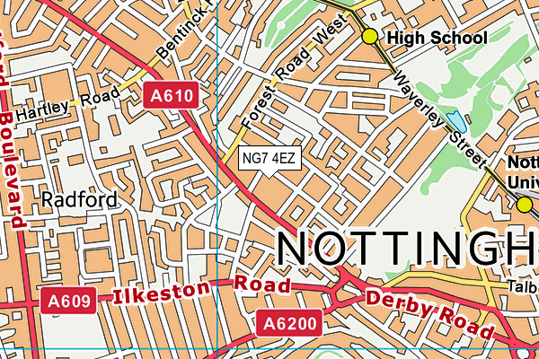 NG7 4EZ map - OS VectorMap District (Ordnance Survey)