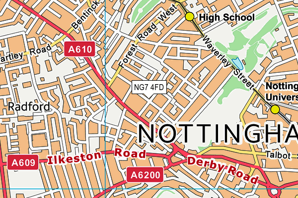 NG7 4FD map - OS VectorMap District (Ordnance Survey)