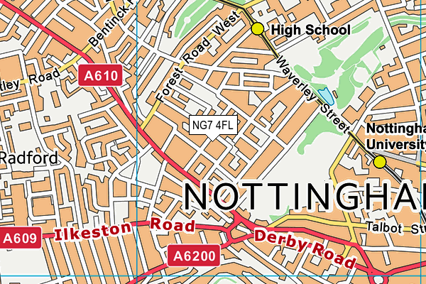 NG7 4FL map - OS VectorMap District (Ordnance Survey)