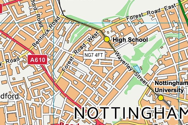 NG7 4FT map - OS VectorMap District (Ordnance Survey)