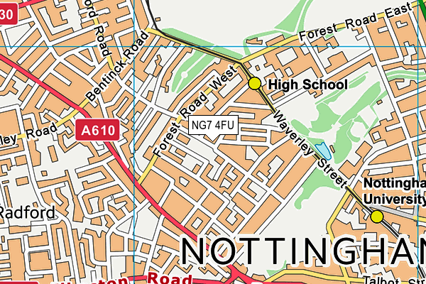 NG7 4FU map - OS VectorMap District (Ordnance Survey)