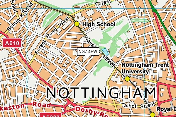 NG7 4FW map - OS VectorMap District (Ordnance Survey)