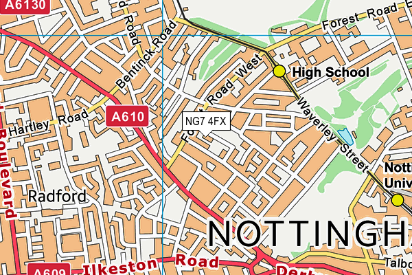 NG7 4FX map - OS VectorMap District (Ordnance Survey)