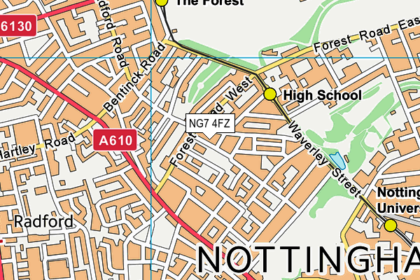 NG7 4FZ map - OS VectorMap District (Ordnance Survey)