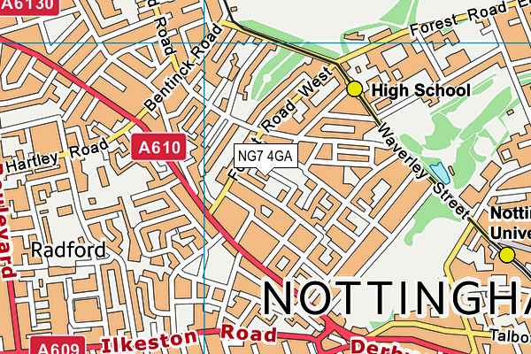 NG7 4GA map - OS VectorMap District (Ordnance Survey)