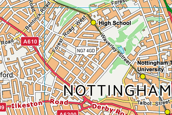 NG7 4GD map - OS VectorMap District (Ordnance Survey)