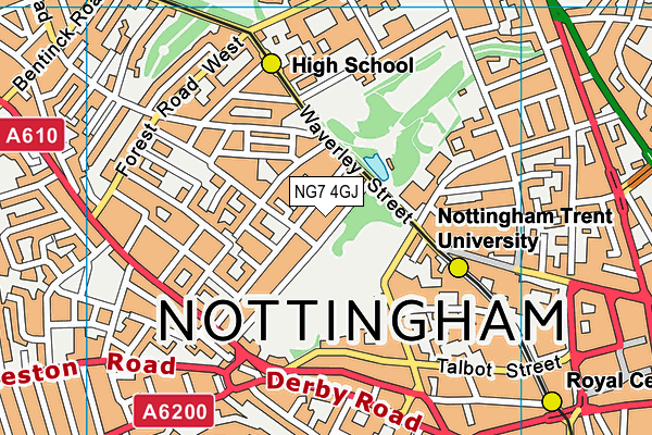 NG7 4GJ map - OS VectorMap District (Ordnance Survey)