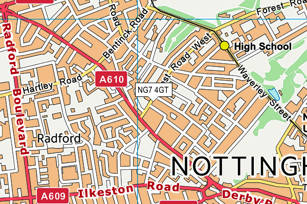 NG7 4GT map - OS VectorMap District (Ordnance Survey)