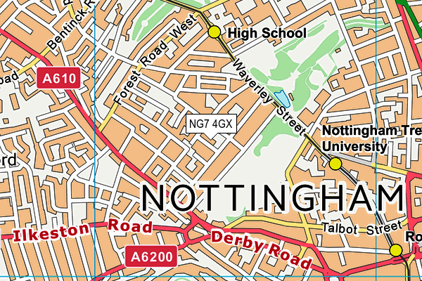 NG7 4GX map - OS VectorMap District (Ordnance Survey)