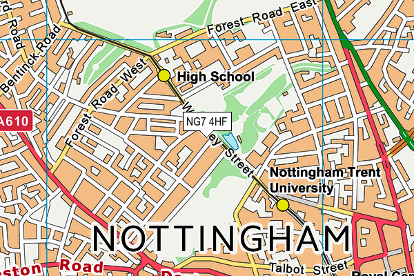 NG7 4HF map - OS VectorMap District (Ordnance Survey)