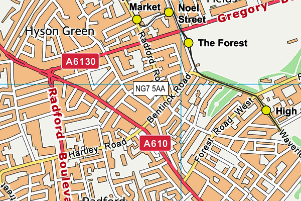 NG7 5AA map - OS VectorMap District (Ordnance Survey)