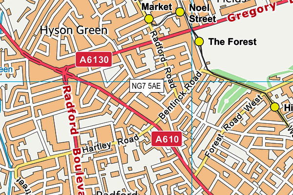 NG7 5AE map - OS VectorMap District (Ordnance Survey)