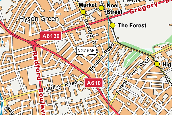 NG7 5AF map - OS VectorMap District (Ordnance Survey)