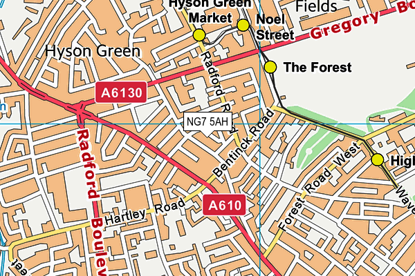 NG7 5AH map - OS VectorMap District (Ordnance Survey)