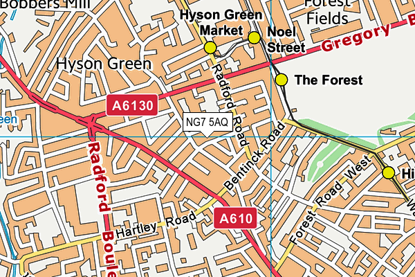 NG7 5AQ map - OS VectorMap District (Ordnance Survey)