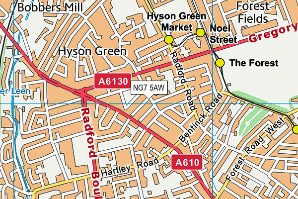 NG7 5AW map - OS VectorMap District (Ordnance Survey)