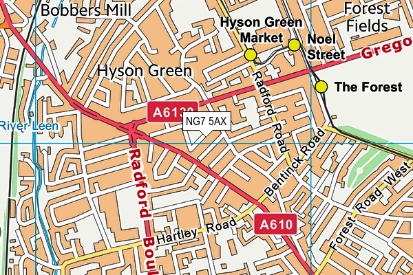 NG7 5AX map - OS VectorMap District (Ordnance Survey)