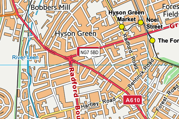 NG7 5BD map - OS VectorMap District (Ordnance Survey)